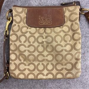 Coach Op Art Madison Crossbody Bag Purse Brown Tan Classic Colour